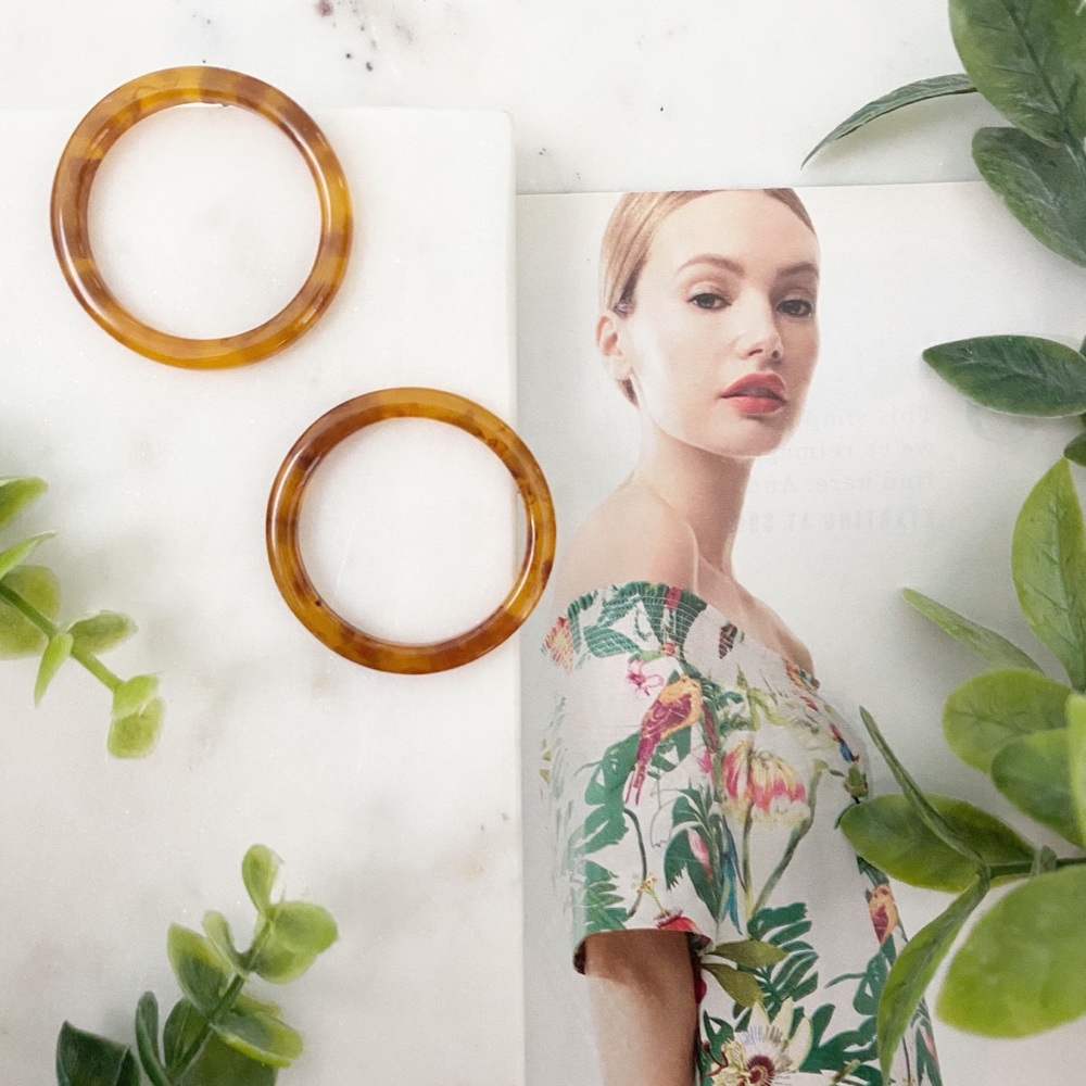 "Kiernan" Earrings || Amber Statement Hoop - Picture 2 of 10